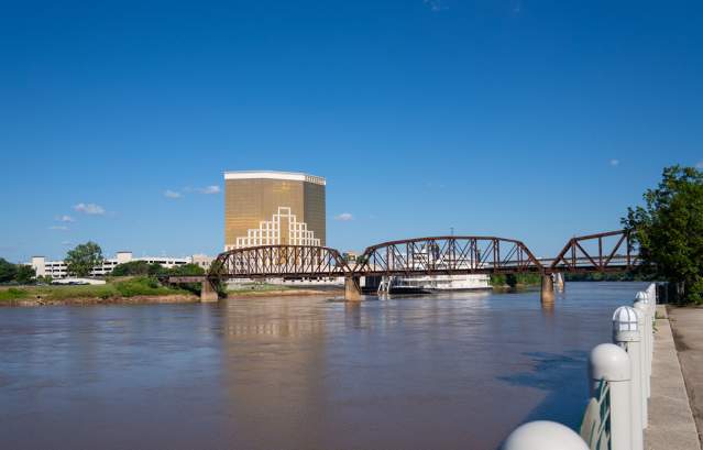 View of Horseshoe Casino Bossier across Red River from the Shreveport Aquarium