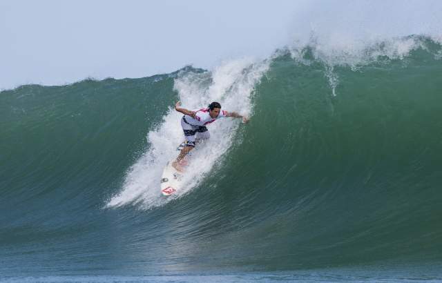 Surfing a big wave at Isla Colón Bocas del Toro Province
