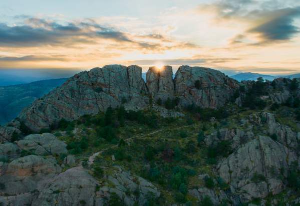 Aerial shot of Horsetooth Rock