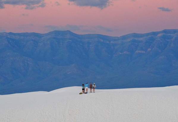 White Sands group at sunset