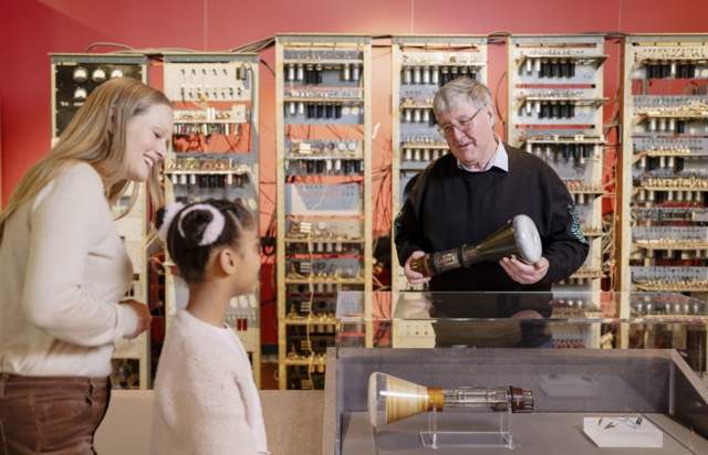 A family at the Manchester Science and Industry Museum