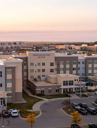 Aerial photo of Residence Inn hotel in Woodbury