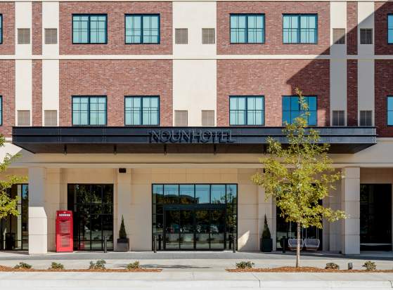 Image of the exterior of NOUN Hotel in Norman, Oklahoma