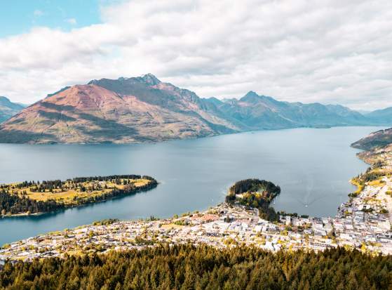 View overlooking Queenstown from Queenstown hill walk.