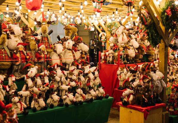 Toys and gifts on a Christmas Market stall