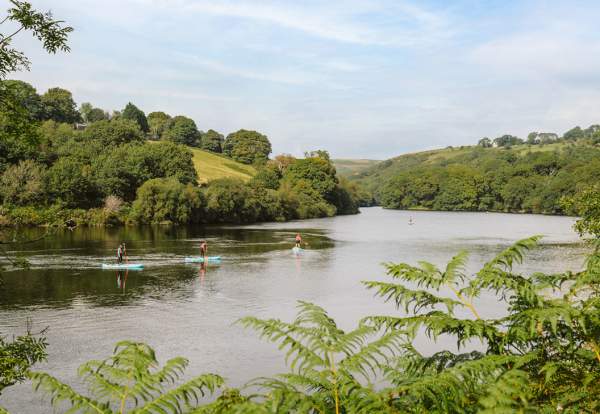 People paddleboarding on Lliw Reservoir
