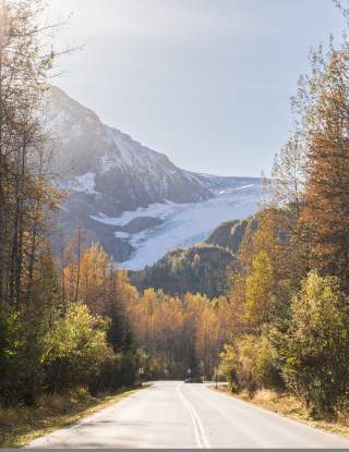 Scenic Exit Glacier road in Autumn