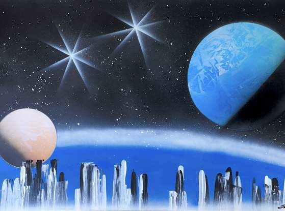 City & Space in Blue by Lionel Stone