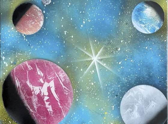 Galaxy Painting with Color by Lionel Stone