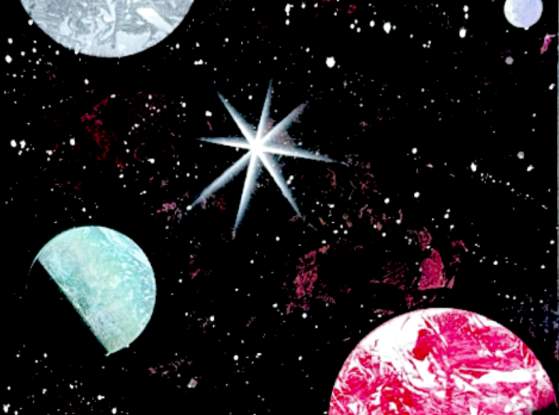 Galaxy Painting with Red Space