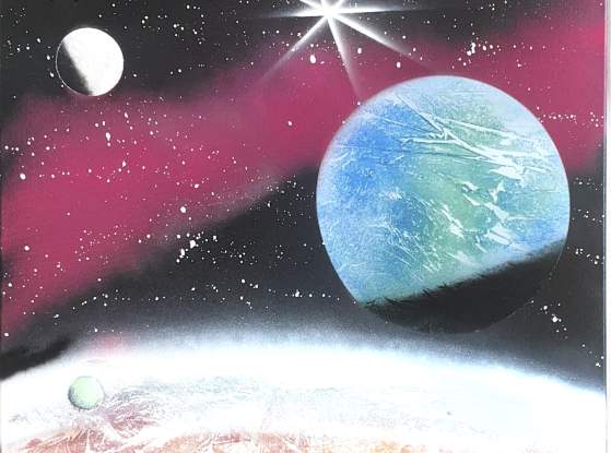 Space and Planets in Pink by Lionel Stone