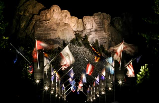 Evening Lighting Ceremony at Mount Rushmore