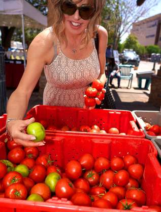 Farmers Market tomatoes woman