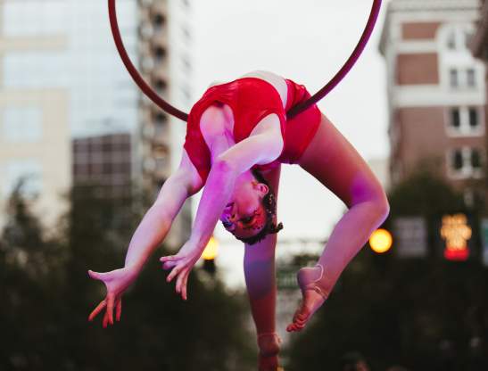 Orlando Aerial Arts performance at IMMERSE event in downtown Orlando., Creative City Project