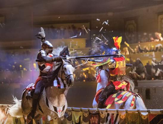 Contact during jousting at Medieval Times Dinner & Tournament