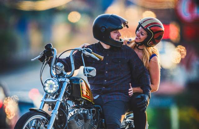Edited Motorcycle Road Couple Evening Dawn Scenic Drive