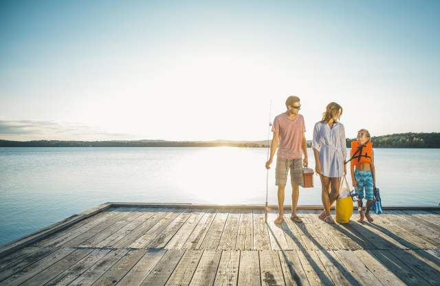Family at a lake
