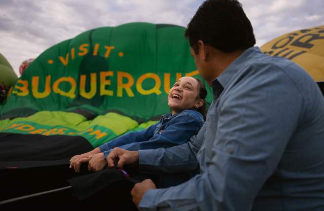 Balloon Fiesta with laughing child