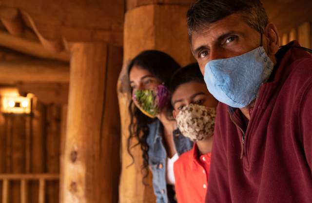 Family Inspects the Fuller Lodge, Los Alamos In Masks