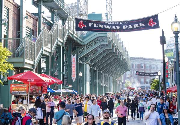 Crowd outside Fenway Park before game