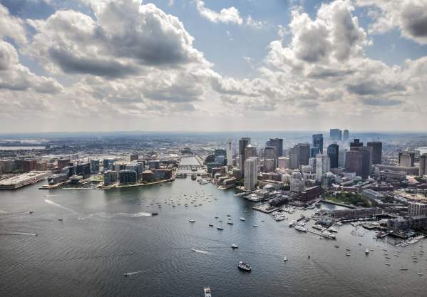Seaport District Boston Harbor Aerial