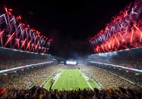 Steelers football stadium with fireworks