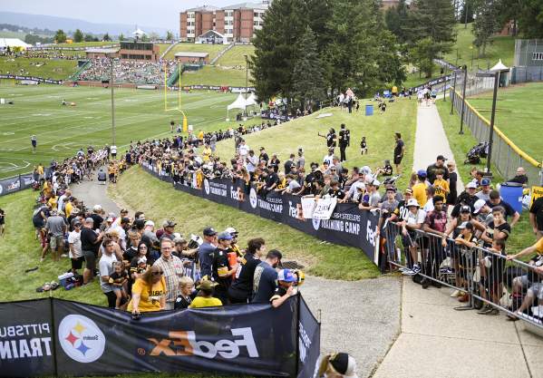 Steelers Training Camp fans along walkway