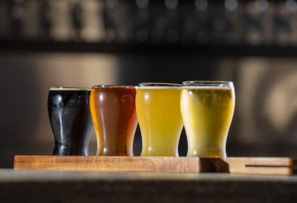 Flight of beer at Red Hare Brewery in Shallotte