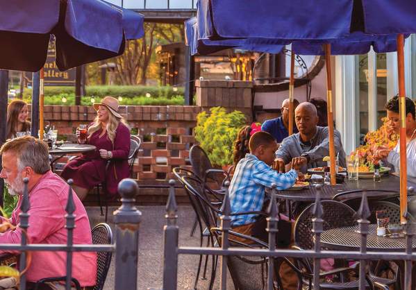 People dining on patio