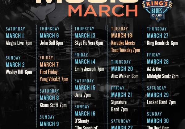 BB King's Blues Club March Calendar