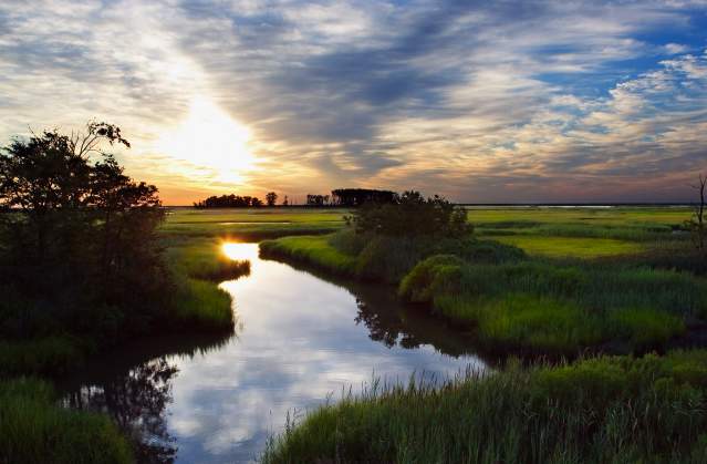 Photo of a beautiful sunset at Bombay Hook National Wildlife Refuge