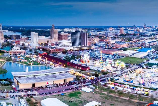 Aerial view of downtown Beaumont