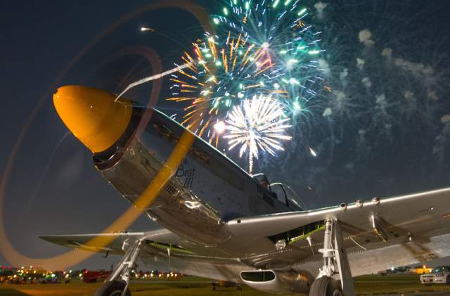 kaboom town airplane and fireworks