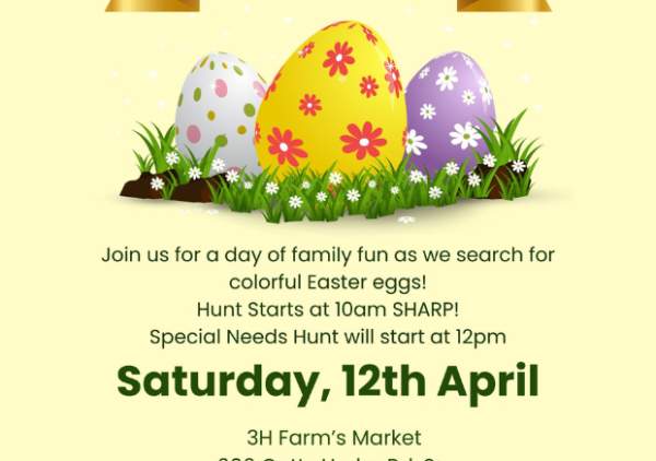 5th Anniversary Easter Egg Hunt @ 3H Farm's Market