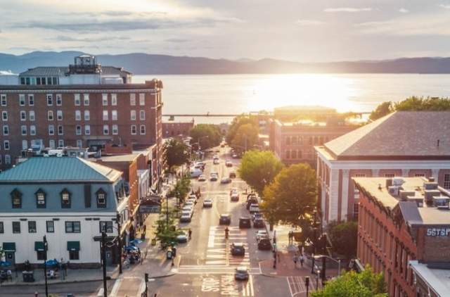Downtown Burlington Waterfront at Sunset