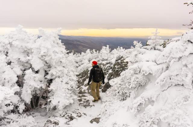 Hiking at Mt. Mansfield in Winter