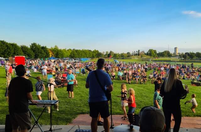 View from stage overlooking Memorial Park in South Burlington