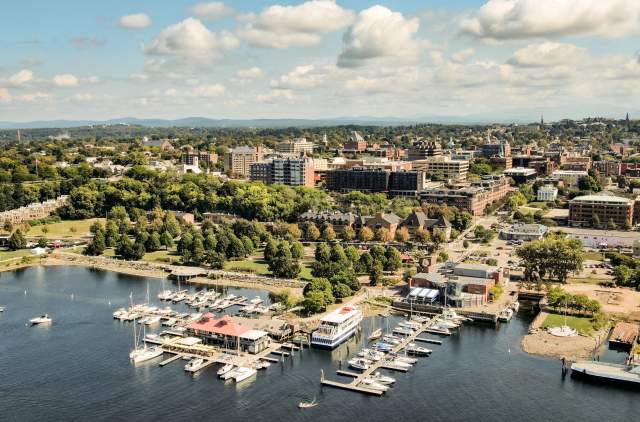 Burlington Waterfront Aerial over looking downtown