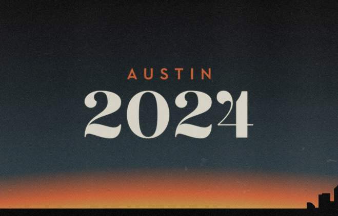 Graphic for 2024 Solar Eclipse in Austin with imagery of skyline and eclipse phases