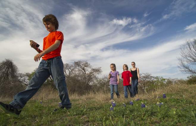 Kids hiking at McKinney Falls State Park in Austin Texas