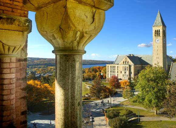 Cornell Clock Tower view in Fall
