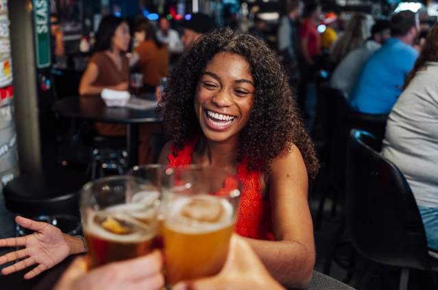 Cheers with Beers at Pete's Garage Bar in Oshkosh, WI