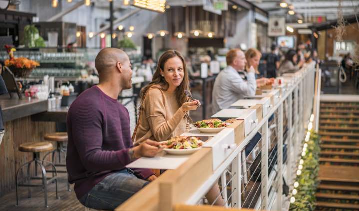 A couple dining at the Anaheim Packing House