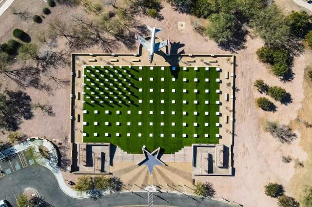 Aerial view of Field of Honor park to show use of drone