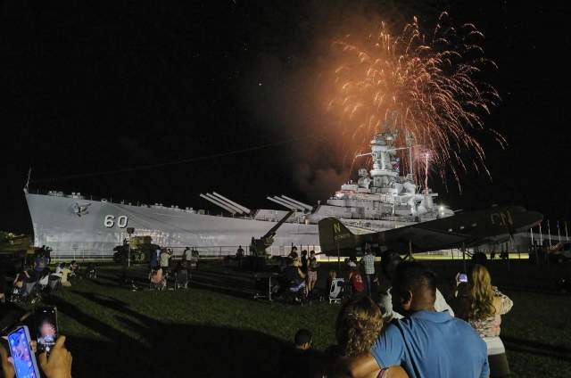 Fireworks over the USS ALABAMA
