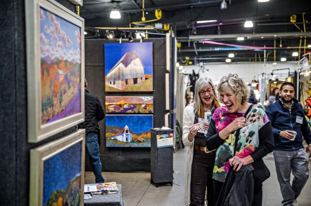 image of people walking through art festival
