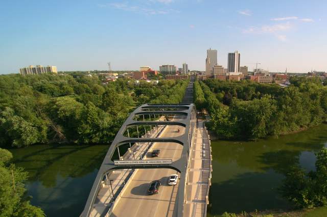 Fort Wayne, Indiana Aerial - Martin Luther King Jr. Bridge