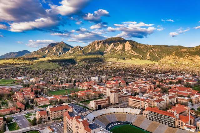 Aerial of Boulder with Folsom Field