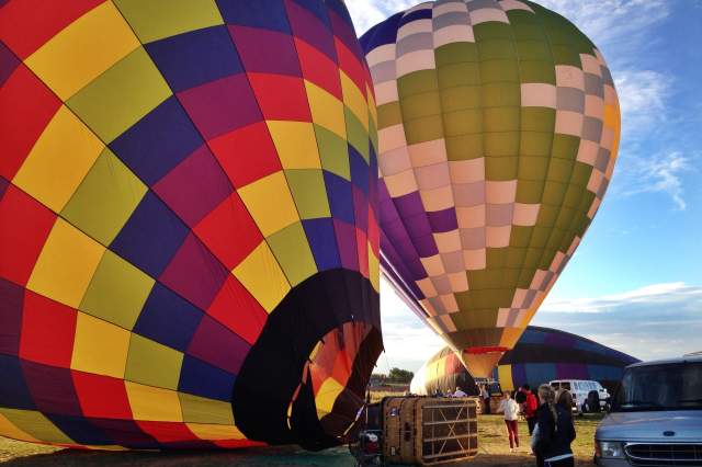 Blowing up hot air balloons in Boulder