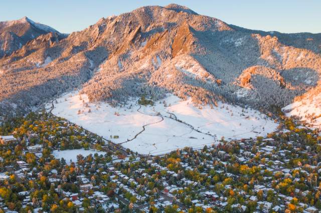 Winter Aerial of Boulder CO